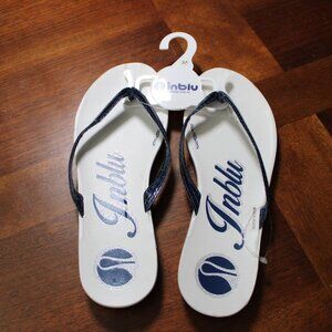 Inblu Thong Glitter Blue Sandals Size 37 NWT